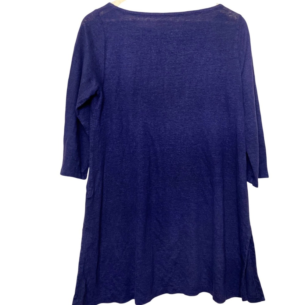 Eileen Fisher Organic Linen Tunic Top Purple 3/4 Sleeve Boat Neck S18IZO Small - Picture 5 of 5